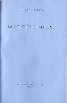 La politica di Solone - copertina