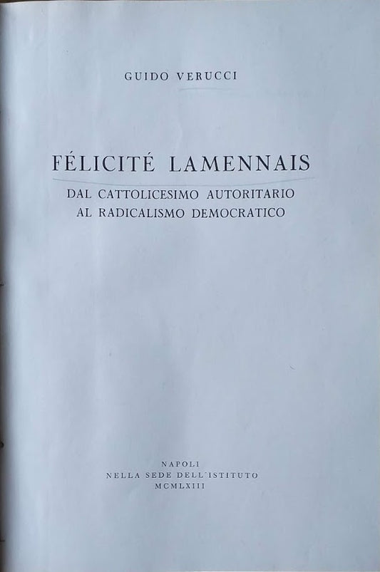 Félicité Laminnais, dal cattolicesimo autoritario al radicalismo democratico - copertina