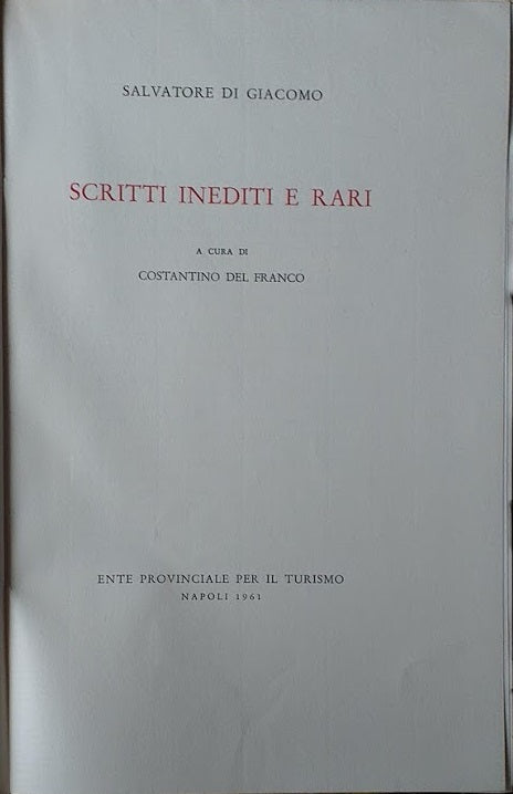 S. Di Giacomo: scritti inediti e rari - F. Flora: nuova lettura delle poesie e delle prose di S. Giacomo - copertina