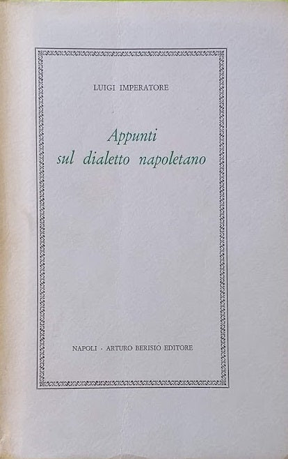 Appunti sul dialetto napolitano - copertina