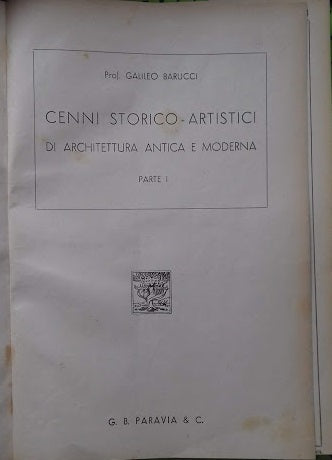 Cenni Storico - Artistici di Architettura Antica e Moderna - copertina