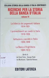 Ricerce per la Storia dell Banca d'Italia - copertina