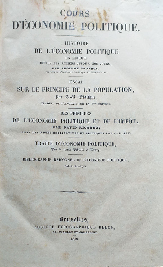 Cours d'Economie Politique. - copertina