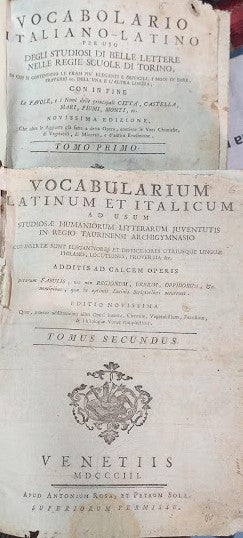 Vocabolario Italiano-Latino e Latino-Italiano per uso degli studiosi di belle lettere nelle regie scuole di Torino - copertina