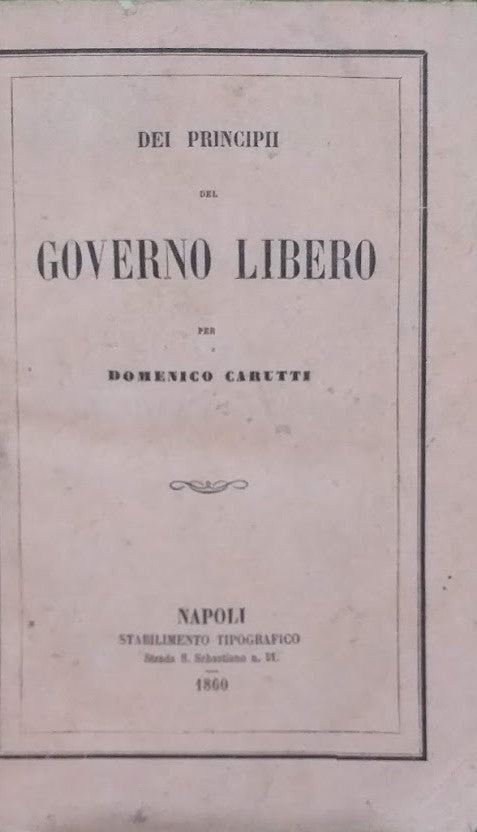 Dei principi del governo libero - copertina