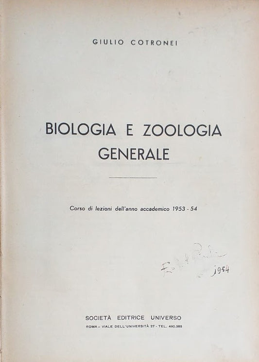 Biologia e Zoologia Generale. - copertina