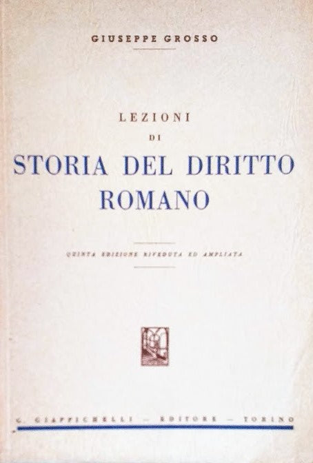 Lezioni di Storia del Diritto Romano - copertina
