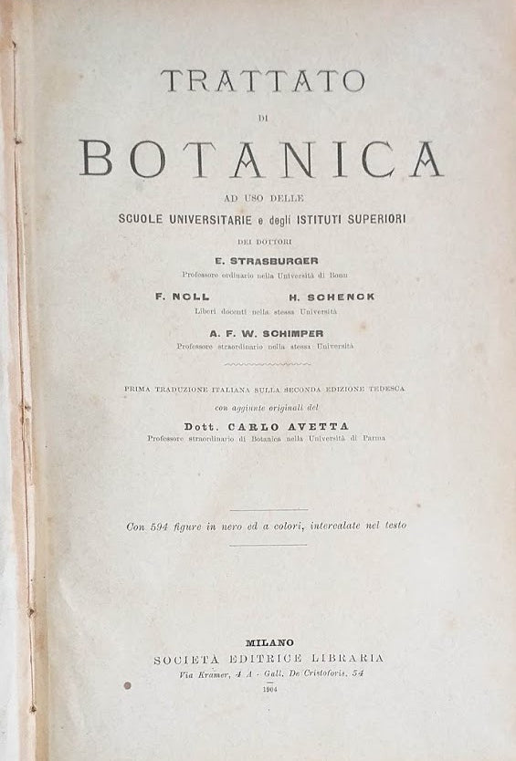 Trattato di Botanica ad Uso delle Scuole Universiatrie e degli Istituti Superiori - copertina