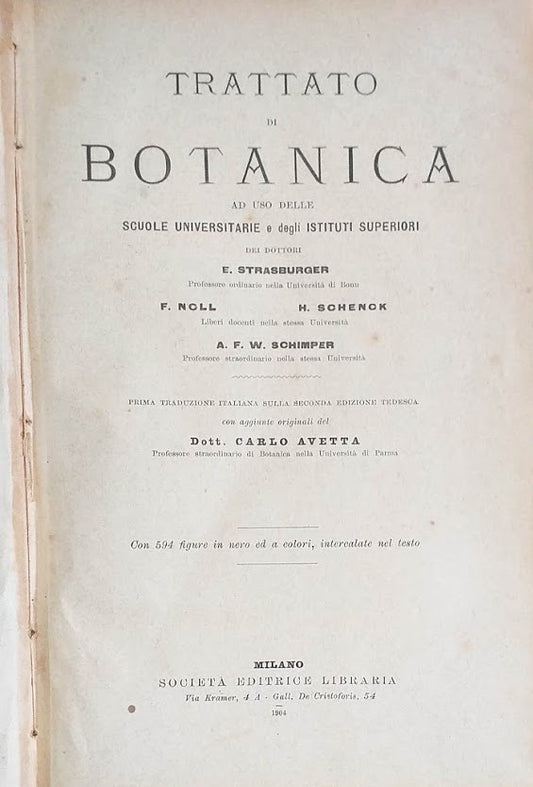 Trattato di Botanica ad Uso delle Scuole Universiatrie e degli Istituti Superiori - copertina