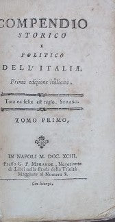 Compendio storico e politico dell'Italia. Tomo primo - copertina