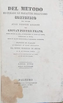 Del metodo di curare le malattie dell'uomo. Compendio per servire alle proprio lezioni. Libro IX - copertina