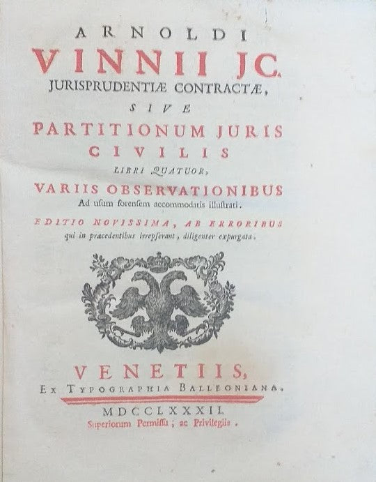 Jurisprudentiae contractaesive Partitionum Juris Civilis libri quatuor, variis observationibus ad usum forensem accommodatis illustrati - copertina