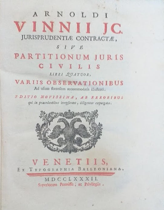 Jurisprudentiae contractaesive Partitionum Juris Civilis libri quatuor, variis observationibus ad usum forensem accommodatis illustrati - copertina