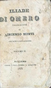 Iliade di Omero. Traduzione di Vincenzo Monti. Vol. II - copertina
