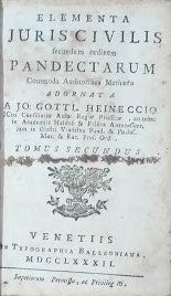 Elementa Juris Civilis secundum ordinem pandectarum. Tomus II - copertina