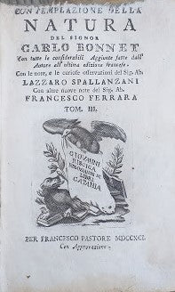 Contemplazione della Natura del Signor Carlo Bonnet. Tomo III - copertina