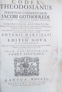 Codex Theodosianus cum perpetuis commentariis Jacobi Gothfredi... Tomus II - copertina