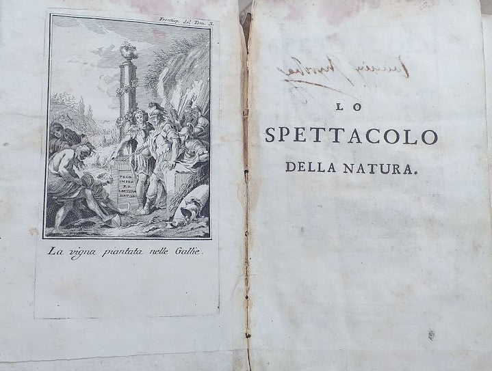 Lo Spettacolo della Natura esposto in vari dialoghi non meno eruditi, che ameni, concernenti la Storia Naturale. Tomi III e IV - copertina