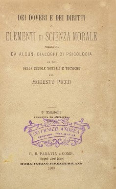 Dei Doveri e dei Diritti o Elementi di Scienza Morale, preceduti da alcuni dialoghi di Psicologia - copertina