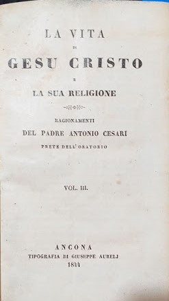 La vita di Gesù Cristo e la sua religione. Vol. III - copertina