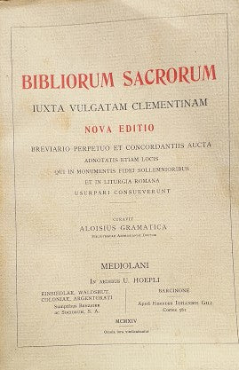 Biblorum Sacrorum juxta vulgatam clementinam, nova editio - copertina
