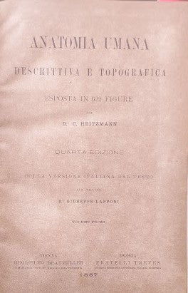 Anatomia umana descrittiva e topografica esposta in 622 figure. Vol. I e II - copertina