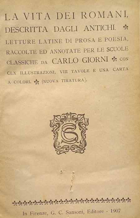 La vita dei romani descritta dagli antichi - copertina