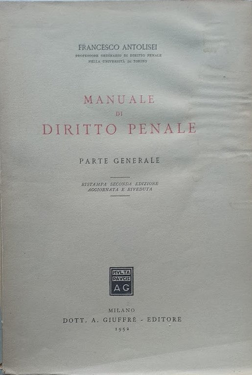 Manuale di diritto penale. Manuale generale - copertina