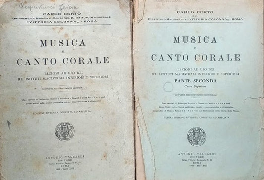 Musica e Canto Corale. Lezioni ad uso dei RR. Istituti Magistrali Inferiori e Superiori. Volumi 1 e 2 - copertina