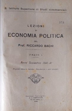 Lezioni di Economia Politica. Parte prima - copertina