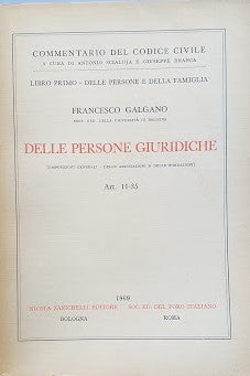 Commentario del Codice Civile, libro primo: delle persone giuridiche (art. 11-35) - copertina