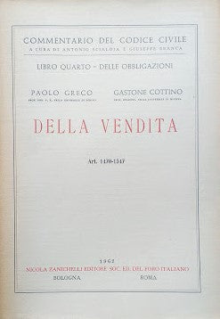 Commentario del Codice Civile, libro quarto - delle Obbligazioni: Della Vendita (art. 1470-1547) - copertina