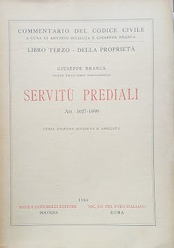 Catalogo del Codice Civile. Libro terzo - della Proprietà: Servitù Prediali (art. 1027-1099) - copertina