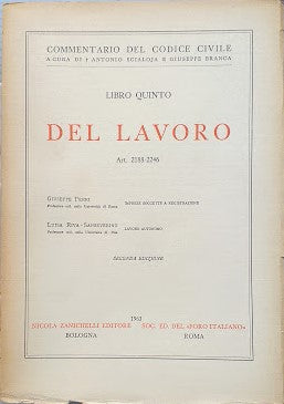Commentario del Codice Civile, libro quinto: del Lavoro (art. 2188-2246) - copertina