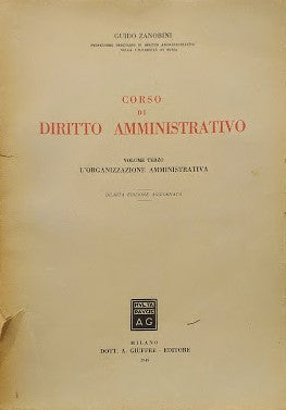 Corso di Diritto Amministrativo, volume terzo: L'Organizzazione Amministrativa - copertina