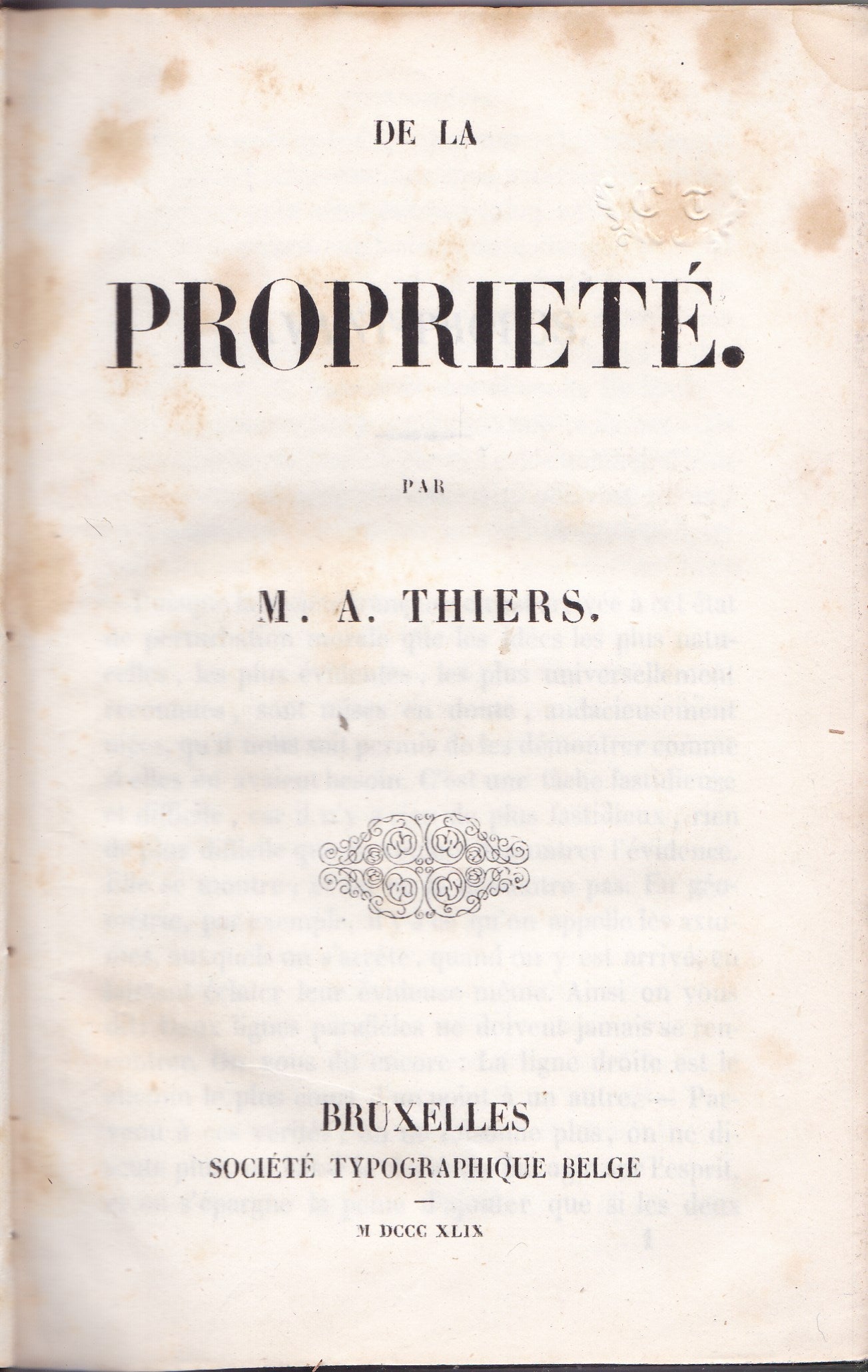 De la proprieté - copertina