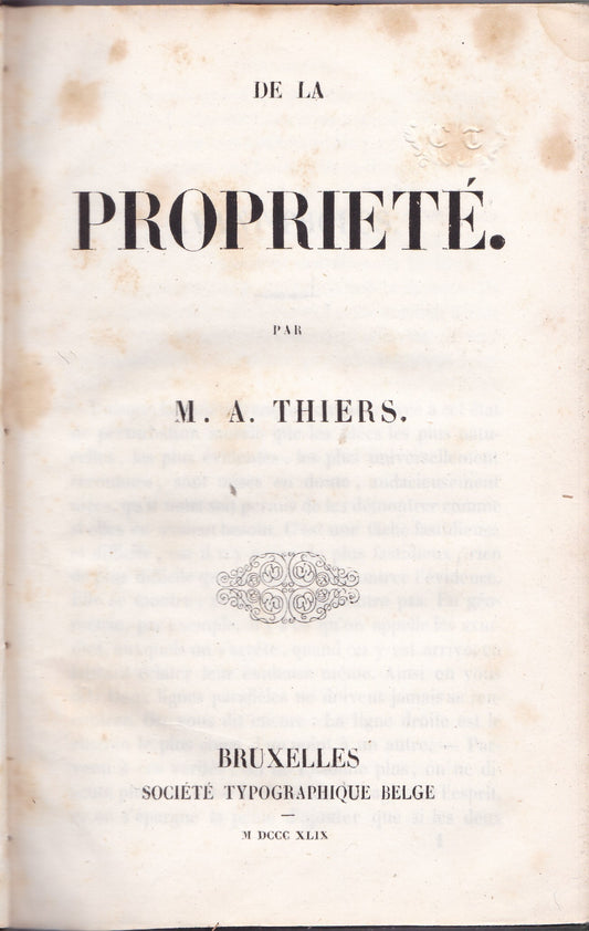 De la proprieté - copertina