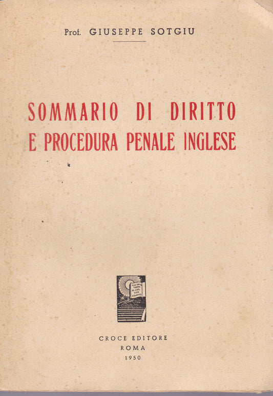 Sommario di diritto e procedura penale inglese - copertina
