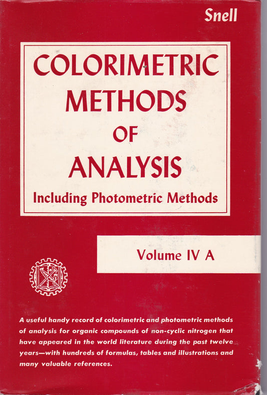 Colorimetric Methods of Analysis. IV A. - copertina