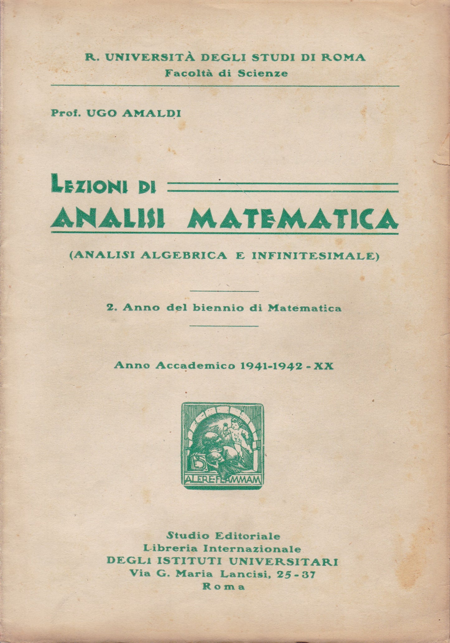Lezioni di analisi matematica (Analisi algebrica e infinitesimale) - copertina