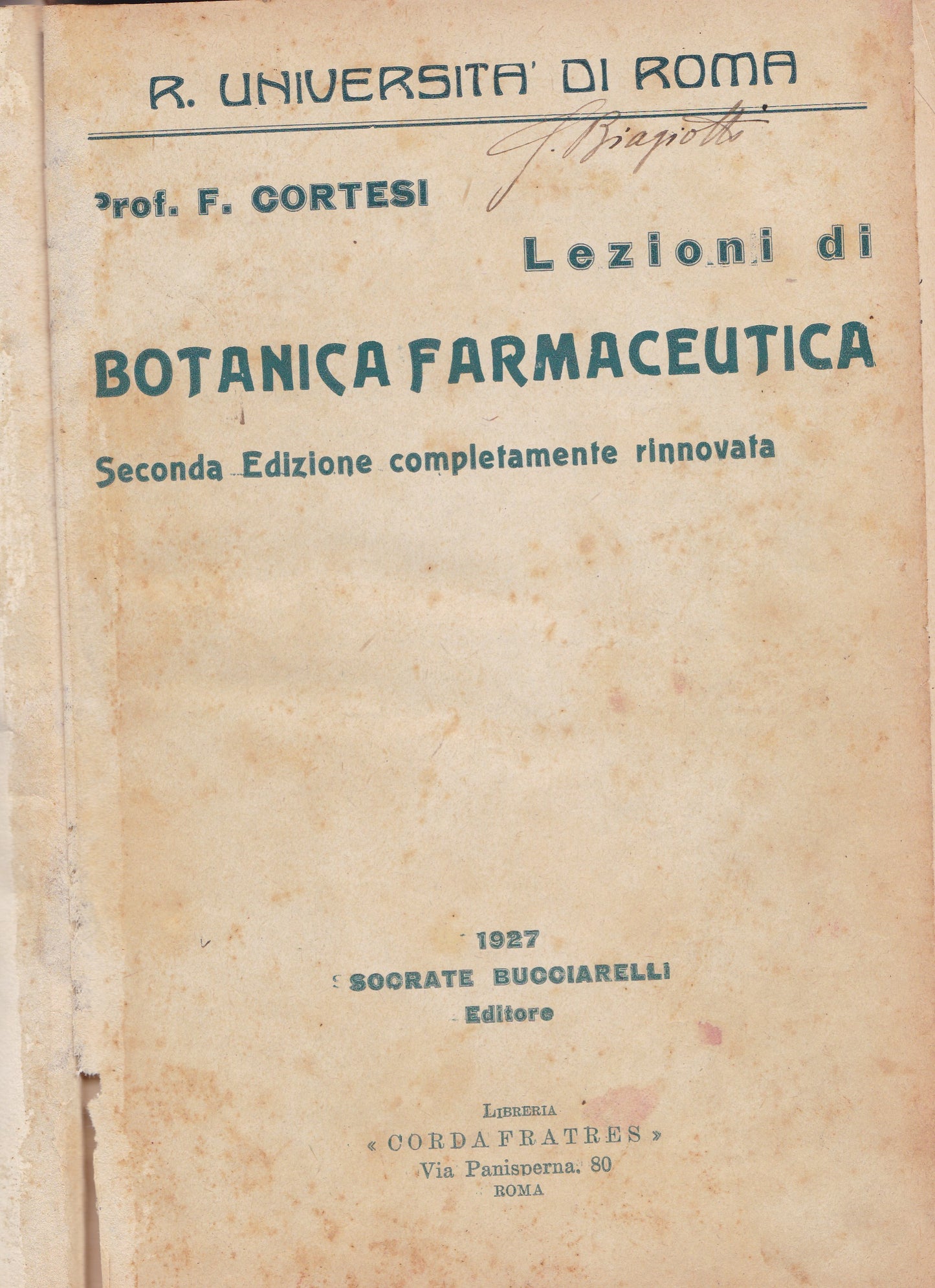 Lezioni di botanica farmaceutica - copertina