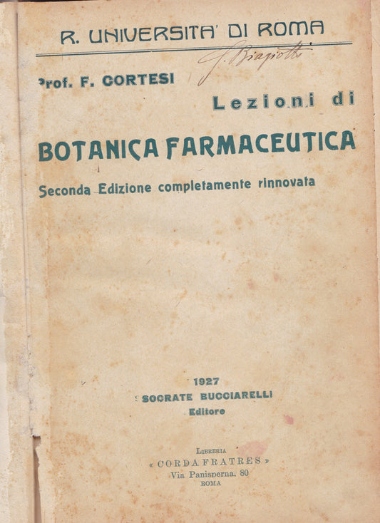 Lezioni di botanica farmaceutica - copertina