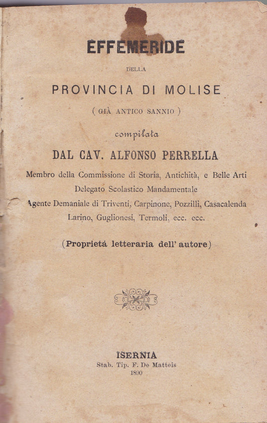 Effemeride della Provincia di Molise (già Antico Sannio) - copertina