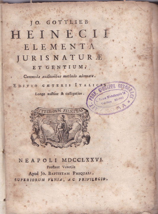 Elementa juris naturae et gentium - copertina