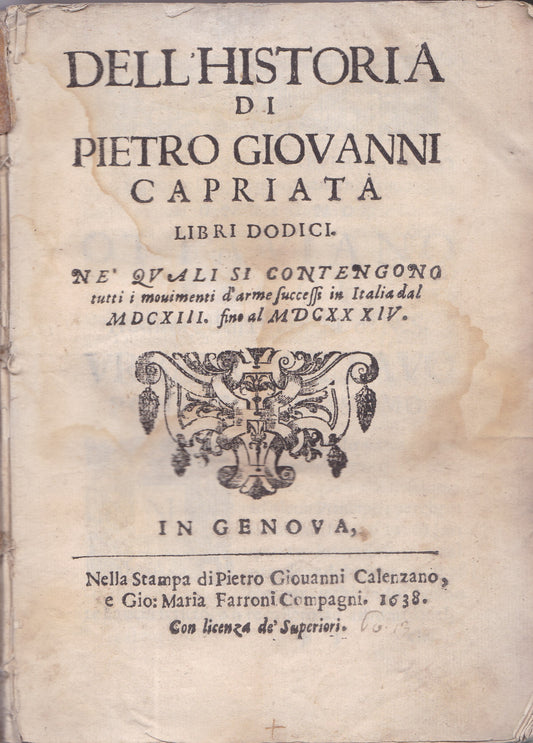 Dell'Historia di Pietro Giovanni Capriata Libri Dodici - copertina