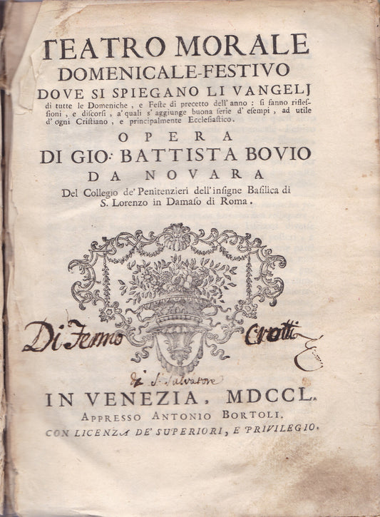 Teatro morale domenicale festivo dove si spiegano li Vangeli di tutte le Domeniche (..) - copertina