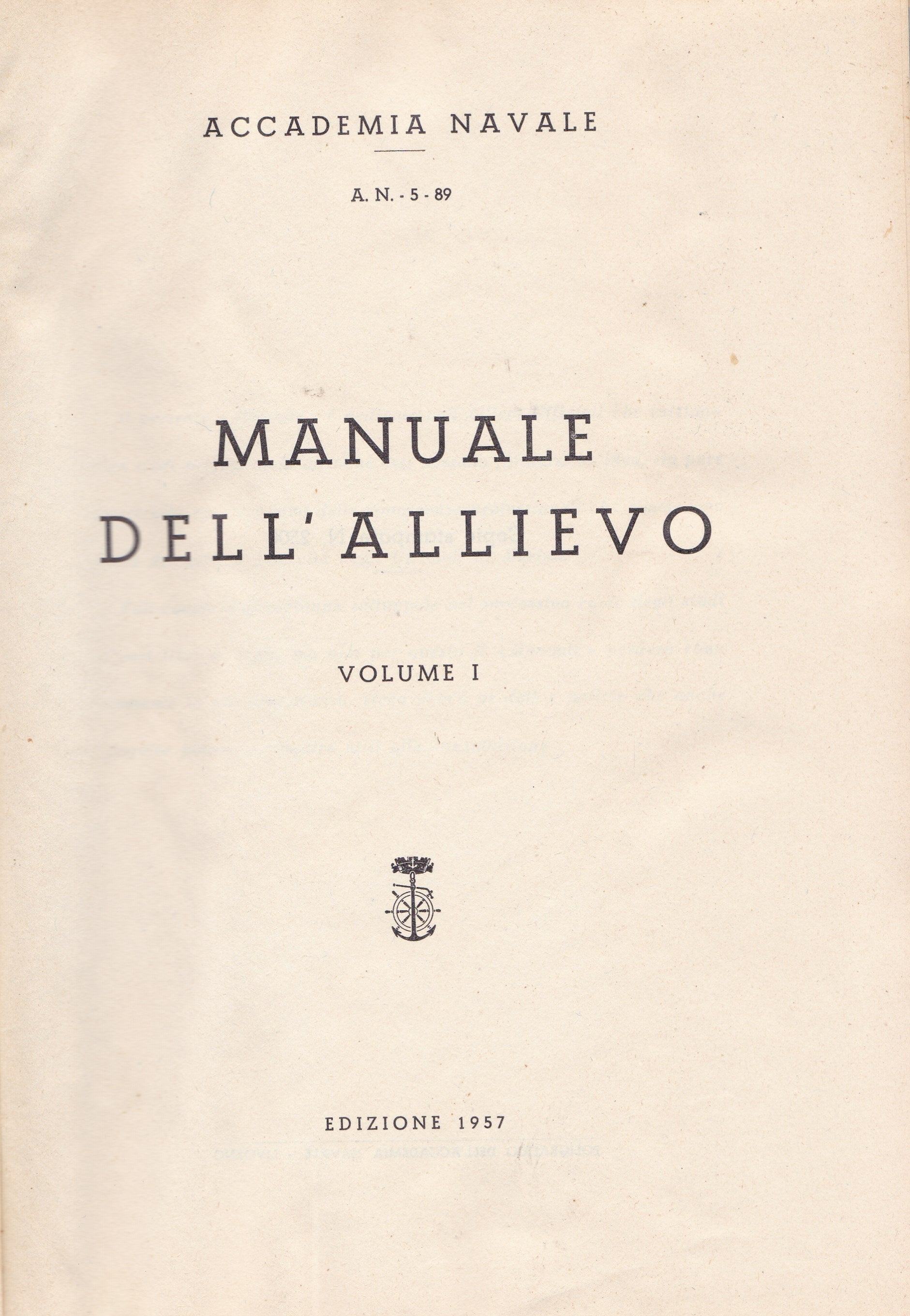Manuale dell'Allievo. I (1957). II (1962). - copertina