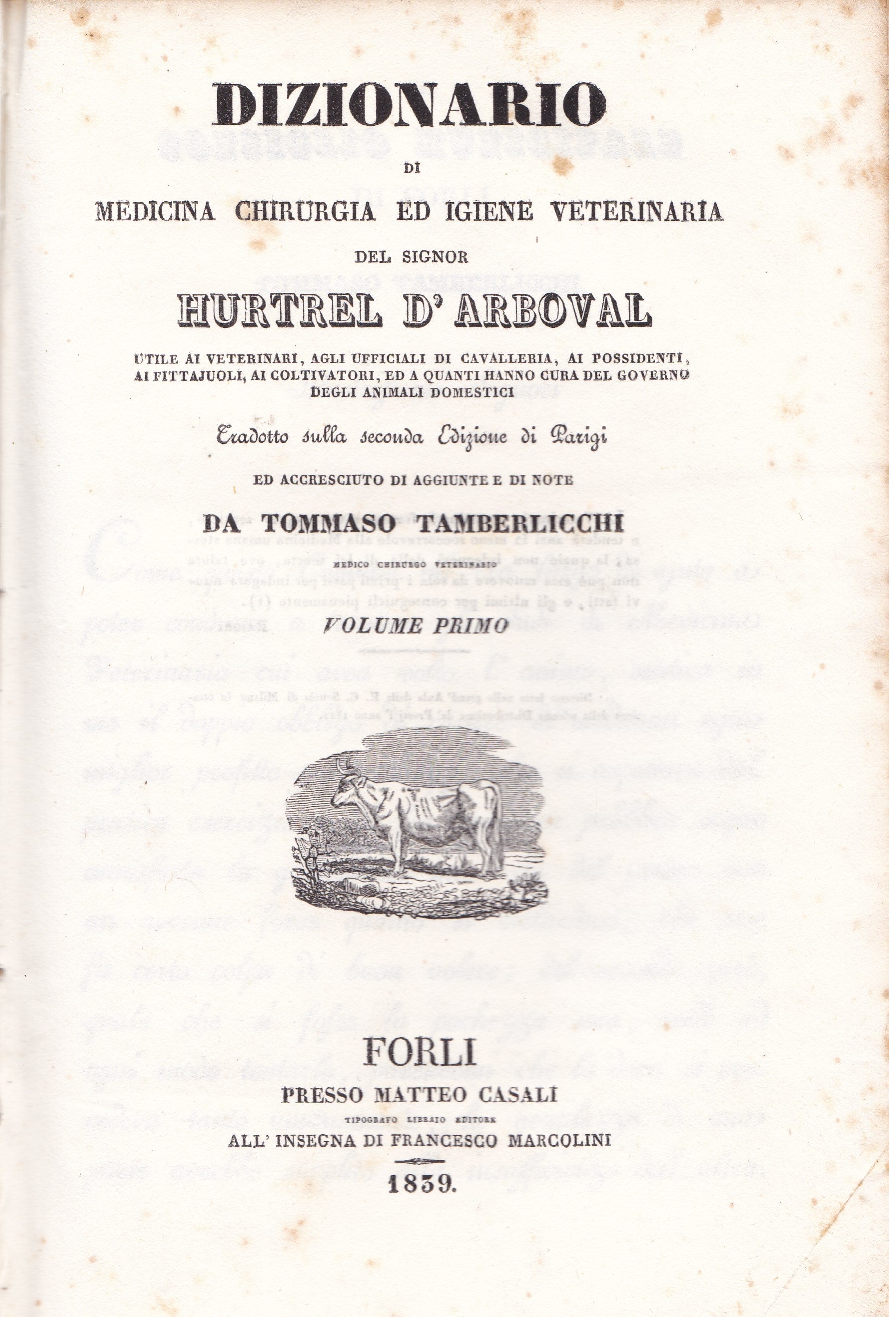 Dizionario di medicina chirurgia ed igiene veterinaria - copertina