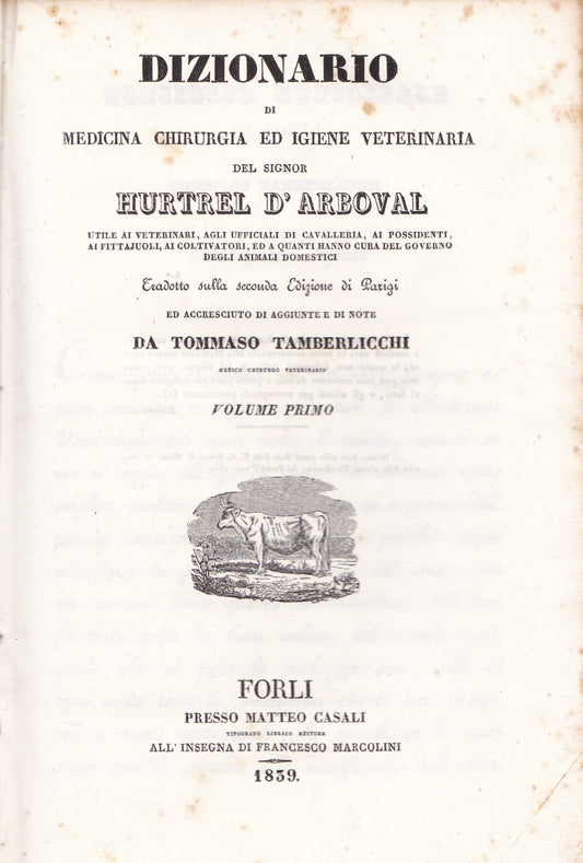 Dizionario di medicina chirurgia ed igiene veterinaria - copertina