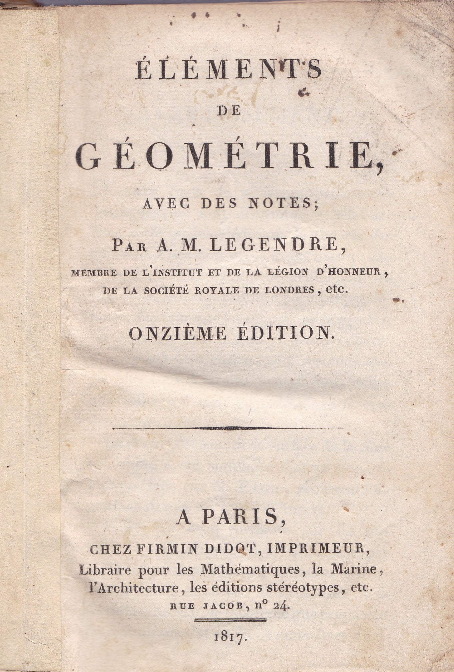 Eléments de Géométrie, avec des notes - copertina